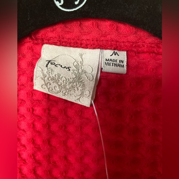 NWT FOCUS Waffle Swing Cardigan Jacket 100% preshrunk Cotton RED MEDIUM - Picture 8 of 10